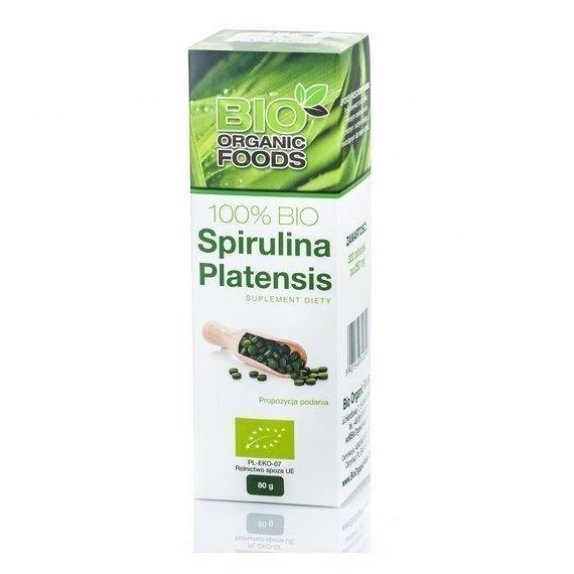 100% Bio Spirulina 80 g (320 tabletek po 250 mg) Bio Organic Foods cena €9,46