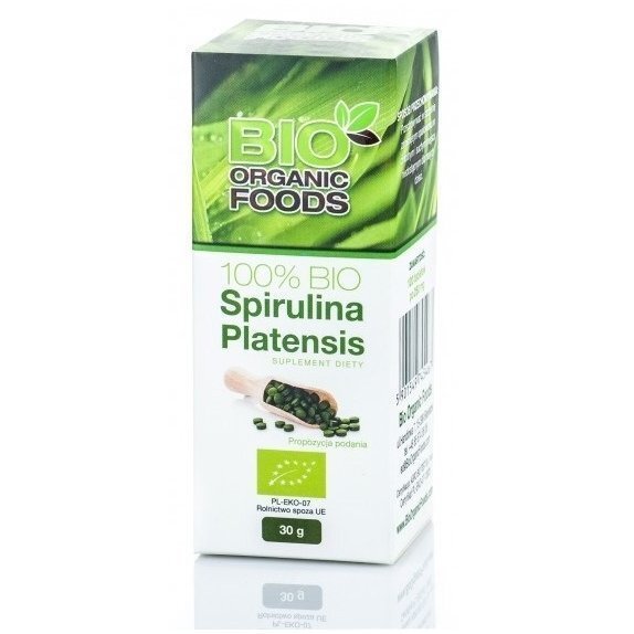 100% Bio Spirulina 30 g (120 tabletek po 250 mg) Bio Organic Foods cena 24,05zł