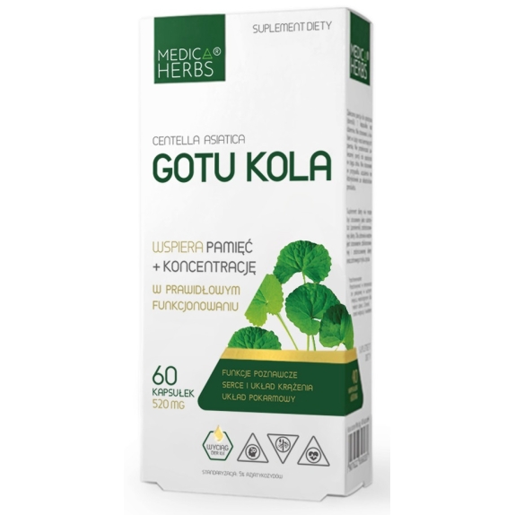 Medica Herbs gotu kola wyciąg 520 mg 60 kapsułek cena €5,42