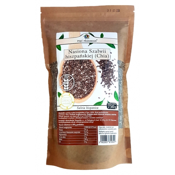 Chia nasiona szałwii hiszpańskiej 750g Pięć Przemian cena 24,55zł