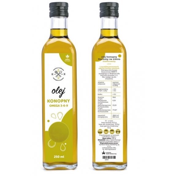 Hemp olej konpony omega 3-6 250 ml Dobre Konopie cena 36,84zł