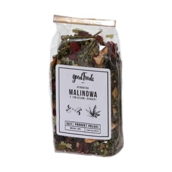Hemp herbata malinowa z kwiatami konopi 100 g Good Foods cena 25,15zł