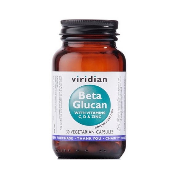 Viridian Beta Glukan z witaminami C, D oraz cynkiem 30 kapsułek cena 103,95zł