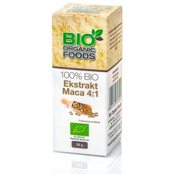 Ekstrakt z Maca 4:1 100% BIO (60 tabletek po 500 mg) 30 g Bio Organic Foods cena 32,64zł
