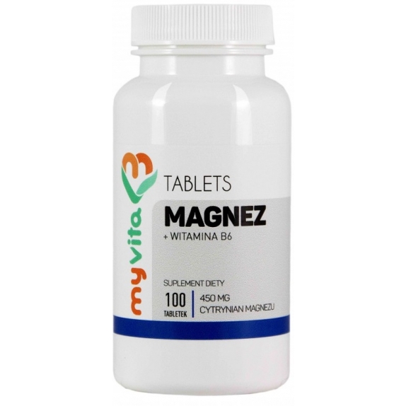 MyVita Magnez+ B6 (cytrynian magnezu 450 mg) 100 tabletek cena 19,29zł
