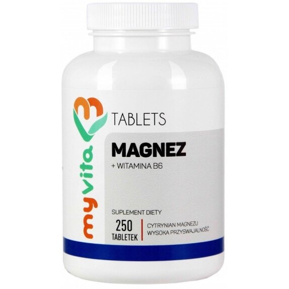 MyVita Magnez+ B6 (cytrynian magnezu 450 mg) 250 tabletek cena 33,80zł