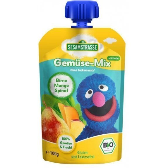 Mus Owocowo-Warzywny Grover gruszka-mango-szpinak 100 g Sesamstrasse cena 6,79zł
