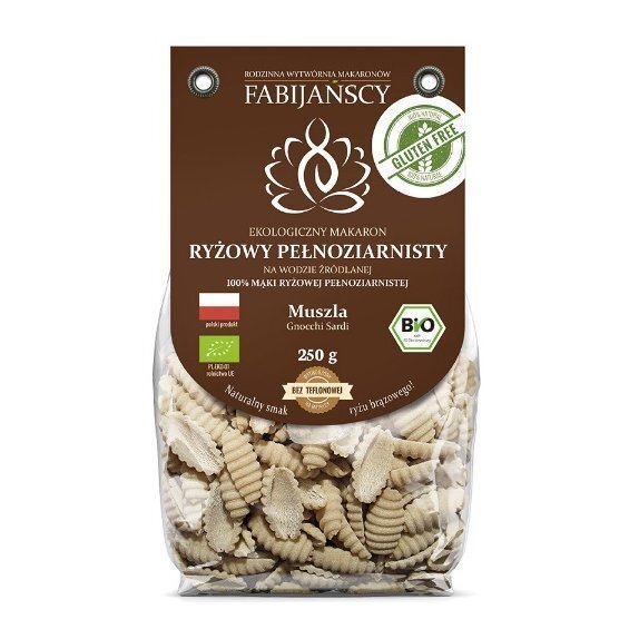 Makaron ryżowy brązowy muszla bezglutenowy 250 g Fabijańscy cena 11,29zł