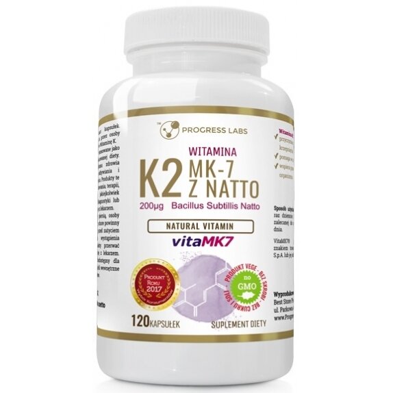 Witamina K2 MK7 Natto Forte 100 mcg 120 tabletek Progress Labs cena 21,45zł