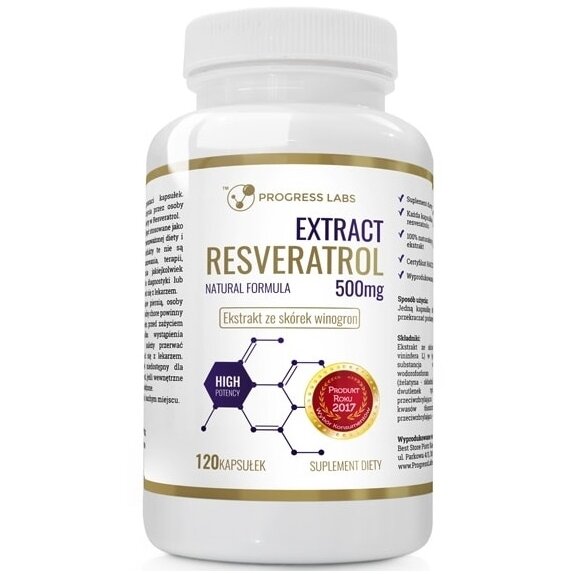 Resveratrol Extract 500 mg ekstrakt z pestek winogron 120 kapsułek Progress Labs cena 29,99zł