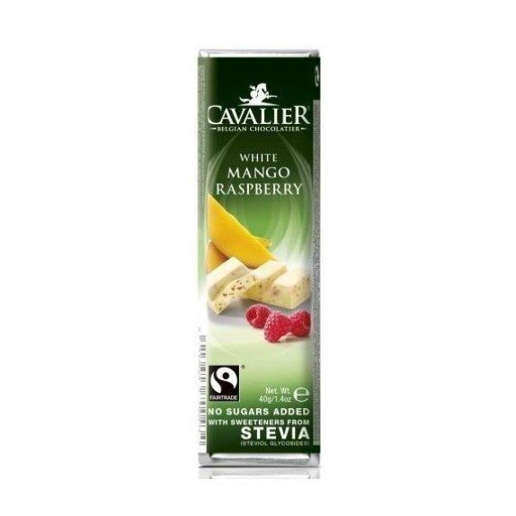 Baton z białej czekolady z mango, malinami i stewią bez cukru 40 g Cavalier cena 8,59zł