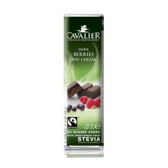 Baton z czekolady deserowej z owocami leśnymi i stewią bez cukru 40 g Cavalier cena 9,08zł