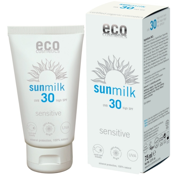 Eco cosmetics mleczko na słońce SPF 30 sensitive 75 ml cena €15,09