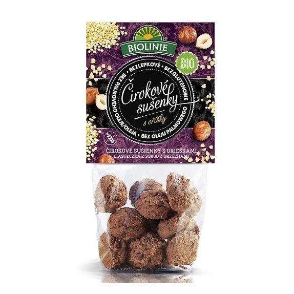 Ciasteczka z sorgo z orzechami bezglutenowe 100 g Biolinie cena 11,19zł