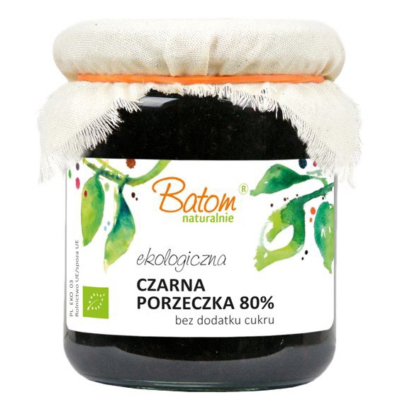 Czarna porzeczka 80 % bez cukru 260 g BIO Batom cena 2,27$