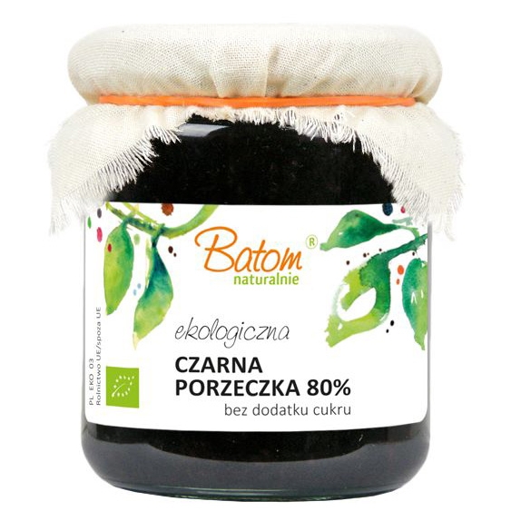 Czarna porzeczka 80 % bez cukru 260 g BIO Batom cena 7,99zł