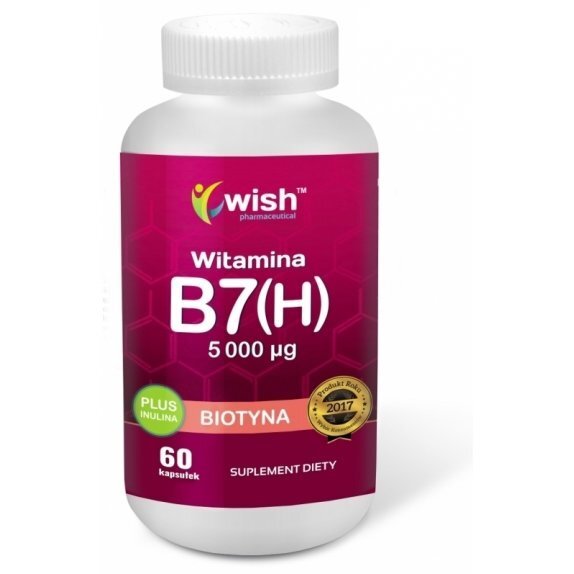 Biotyna Witamina B7 (H) 5000 µg + Inulina 60 kapsułek Wish Pharmaceutical cena 21,10zł