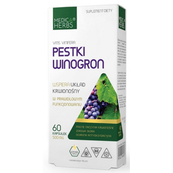 Medica Herbs pestki winogron wyciąg 500mg 60 kapsułek cena 24,90zł