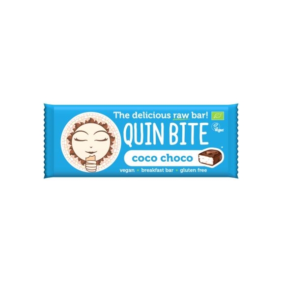 Baton kokos-czekolada bez glutenu BIO 30 g Quin Bite cena 4,67zł