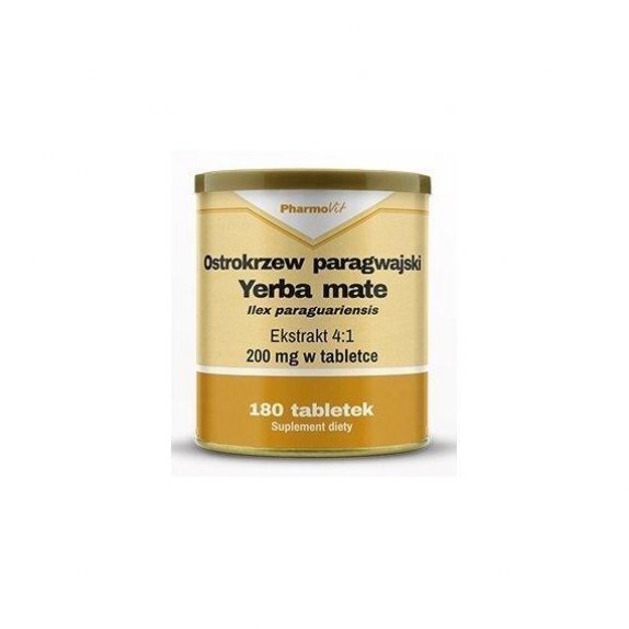 Yerba mate ostrokrzew paragwajski ekstrakt 4:1 180 tabletek Pharmovit cena 39,47zł