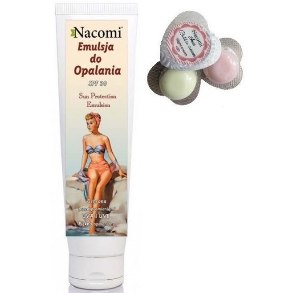 Nacomi emulsja do opalania SPF 30 150 ml + próbka w kształcie serca 1 szt GRATIS cena 25,99zł