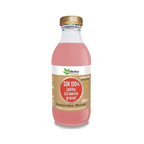 EkaMedica sok 100% jabłko-żurawina-granat 300 ml cena 1,47$