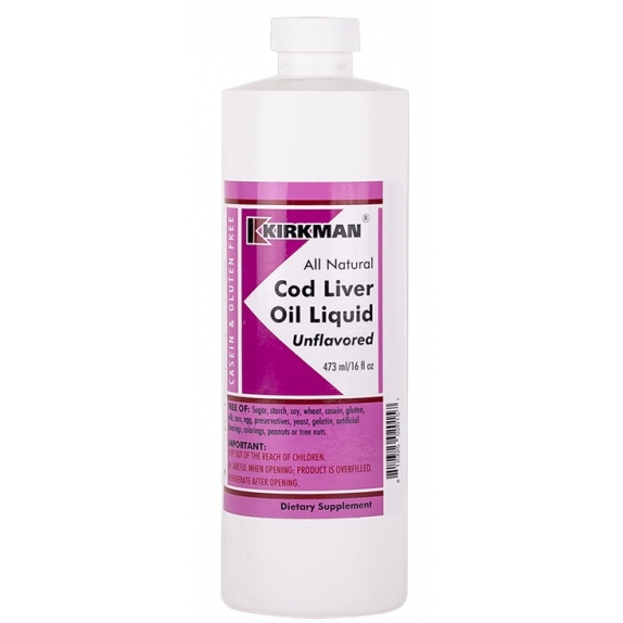 Kirkman Cod Liver Oil Liquid tran z wątroby dorsza naturalny 473 ml cena 267,75zł