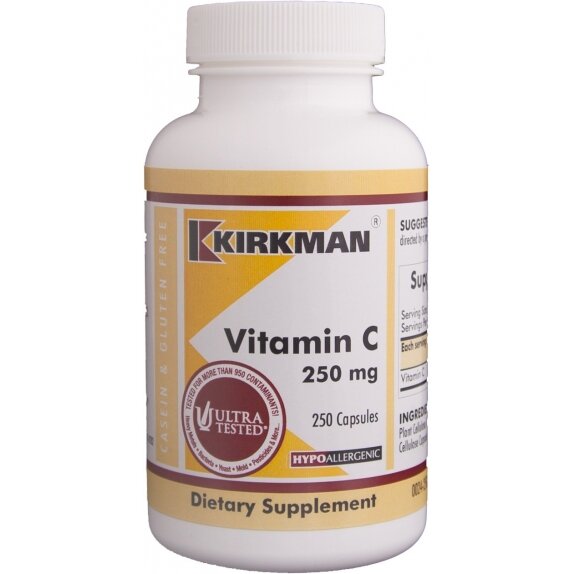Kirkman Vitamin C 250 mg (Hypoallergenic) witamina C 250 kapsułek cena 128,61zł