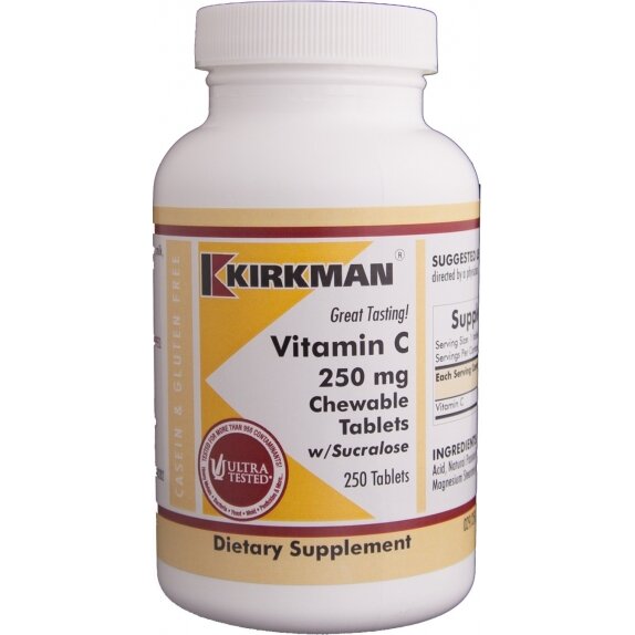 Kirkman Vitamin C 250 mg witamina C z sukralozą 250 tabletek do żucia cena 128,61zł