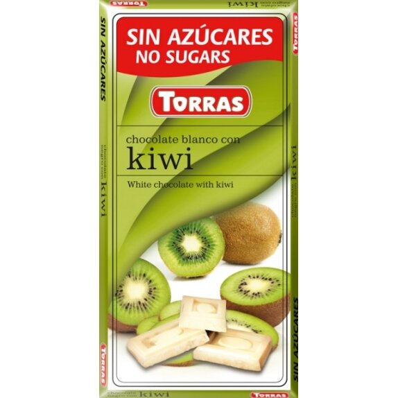 Czekolada biała z kiwi bez dodatku cukru 75g Torras  cena 8,55zł