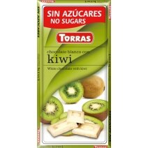 Czekolada biała z kiwi bez dodatku cukru 75g Torras 