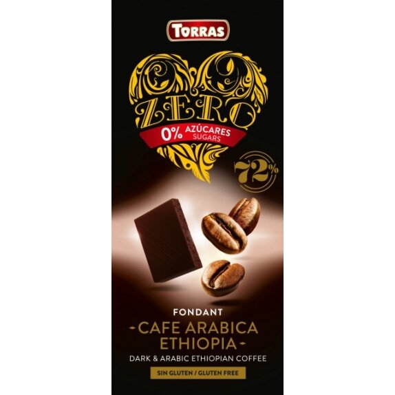Czekolada gorzka 72% kakao z kawą bez dodatku cukru 100g Torras cena 12,49zł