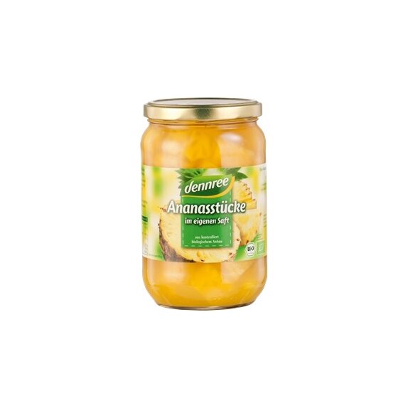 Ananas kawałki w soku własnym Bio 685 g Dennree cena 25,55zł