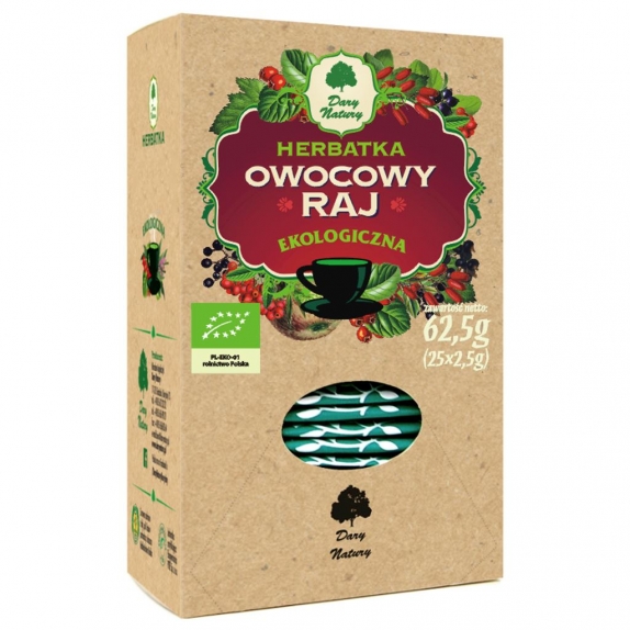 Herbata owocowy raj 25 x 2,5 g BIO Dary Natury cena 2,67$