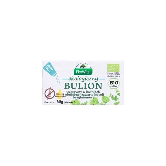 Bulion warzywny w kostkach o obniżonej zawartości soli (bez glutenu) 60 g BIO Eko-Wital cena 5,45zł