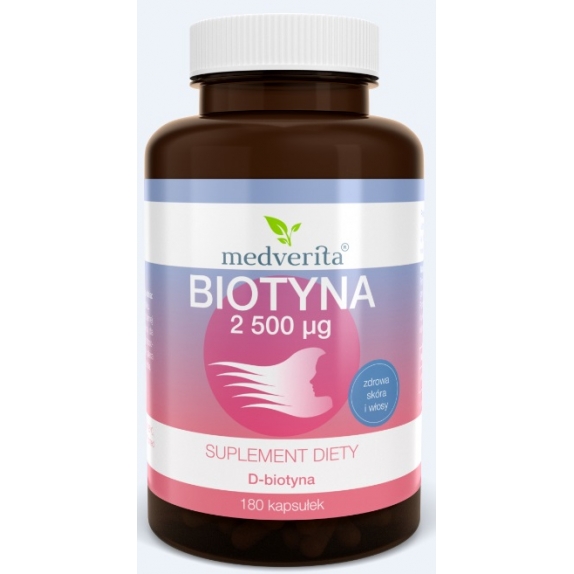 Biotyna (witamina B7 (H) 2500 µg) 180 kapsułek Medverita cena 18,20zł