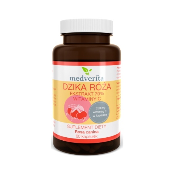 Dzika róża ekstrakt (70% witaminy C) 60 kapsułek Medverita cena 17,99zł