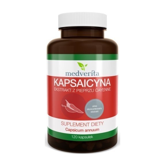 Kapsaicyna (ekstrakt z pieprzu cayenne) 120 kapsułek Medverita cena 32,89zł