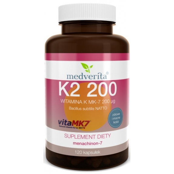 Witamina K Vitamk7® (menachinon-7) 200 µg 120 kapsułek Medverita PROMOCJA! cena 16,74$