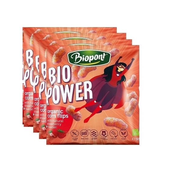 Chrupki kukurydziane o smaku truskawkowym 4 x 55g BIO Biopont cena 25,00zł