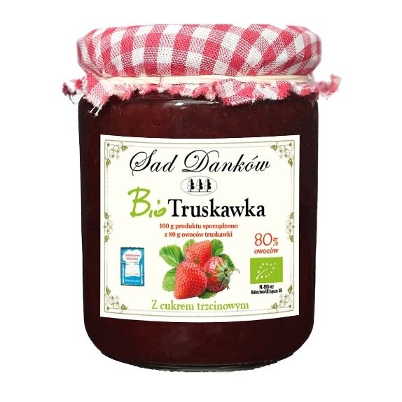 Truskawka 80% z cukrem trzcinowym 270 g BIO Sad Danków cena 19,79zł