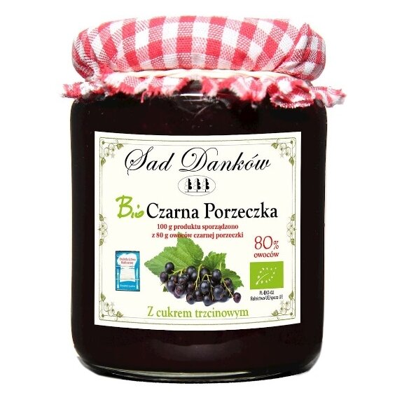 Czarna porzeczka 80% z cukrem trzcinowym 270g BIO Sad Danków cena 17,48zł