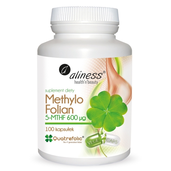 Aliness methylo folian 5-mthf 600 µg VEGE 100 kapsułek cena 39,90zł