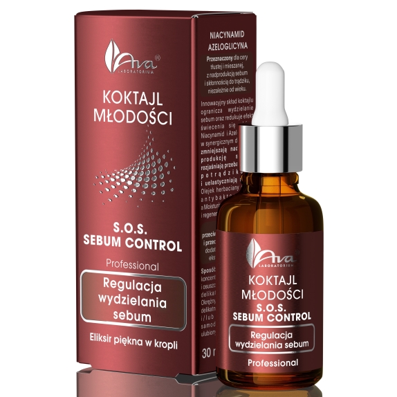 Ava Koktajl Młodości S.O.S Sebum Control regulacja wydzielania sebum 30 ml cena 19,40zł