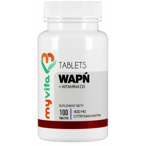 MyVita Wapń (Cytrynian wapnia 400 mg) + witamina D3 100 tabletek cena 16,80zł