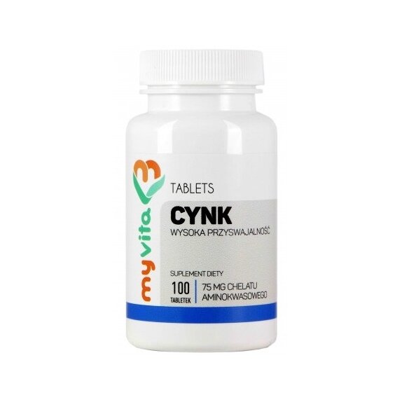 MyVita Cynk 75 mcg (chelat aminokwasowy) 100 tabletek cena 17,90zł