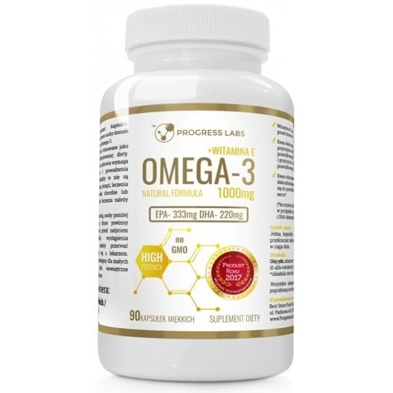 Omega-3 Forte Gold EPA330 DHA220 + witamina E 90 kapsułek Progress Labs cena 26,05zł
