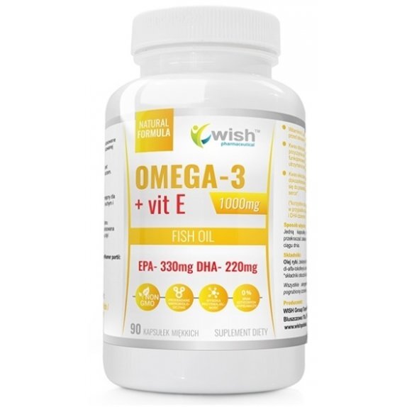 Omega-3 Forte Gold EPA 330 DHA 220 + witamina E 90 kapsułek Wish Pharmaceutical cena 26,05zł