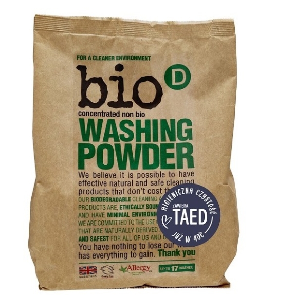 Bio-D Skoncentrowany, hipoalergiczny, niebiologiczny proszek do prania 1kg  cena 38,75zł