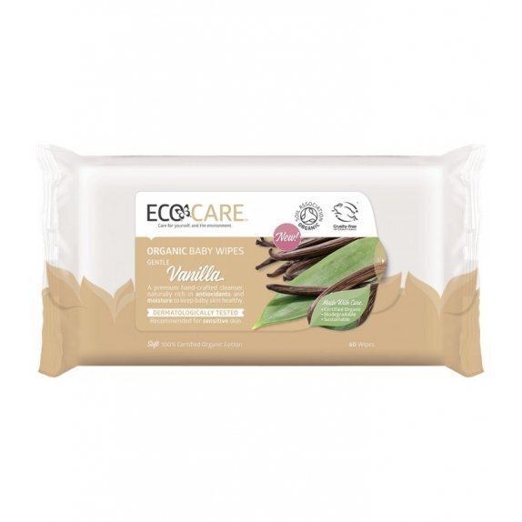 Ecocare Ekologiczne chusteczki nawilżane Wanilia 60 sztuk cena 28,44zł